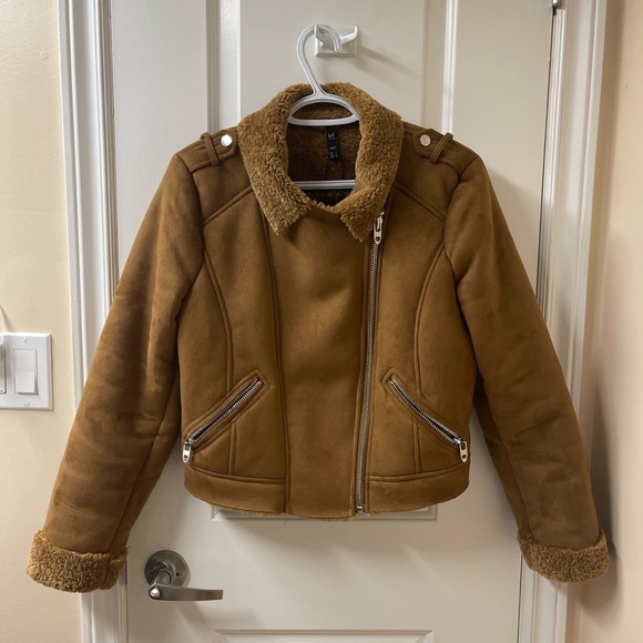 Faux shearling/suede biker jacket - Picture 3 of 3